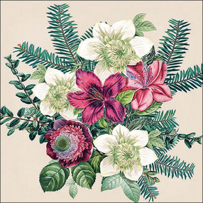 Lunch Servetten Azalea and helleborus cream - Ambiente - 33x33 cm