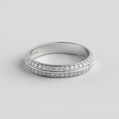 Cavill - Zilveren Ring - 925 Sterling Zilver Geplatineerd - Cambodjaanse Zirkonen 0 96ct - Elegante Pavé Ring met Rondgeslepen Zirkon - Maat 17 18 19
