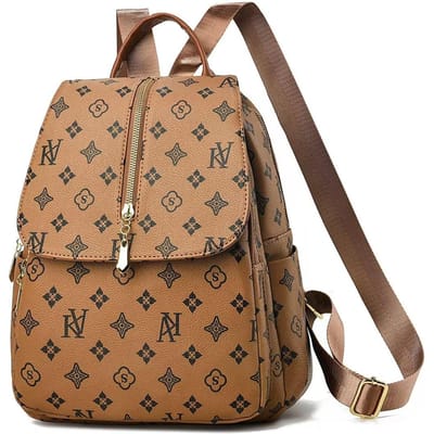 Modieuze Letterrugzak voor Dames Nieuwe Koreaanse Stijl Zachte Lederen Rugzak Modieuze Eenvoudige Multifunctionele Crossbody Tas . beige
