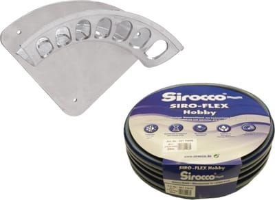 Sirocco - AANBIEDING - Wandslanghouder 266x108mm met slang 12,5mm 1/2" 25m - Tuinslang Ophangsysteem - Slanghouder Muur - Tuingereedschap Opbergen - Tuin - Gegoten Aluminium