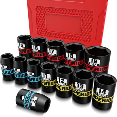 Slagsleutel Dop Uitbreidingsset 13 Delig 3/8 Inch Aandrijving Metrisch 7-19mm