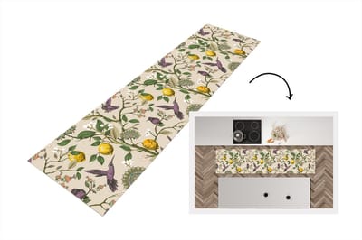 Keukenloper - Loper keuken - Patroon - Vogel - Planten - Fruit - 200x50 cm - Keukenloper vinyl