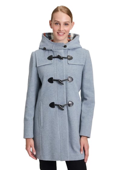 Duffelse coat van wolmix-materiaal - lichtblauw / gemêl. - Gr. 40 van Goldner Fashion