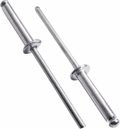 SKIR'CO (150 stuks) Aluminium blindklinknagels 4,0 x 20 mm, stalen doorn, popklinknagels, koepelkop, DIN 7337 klinknagels