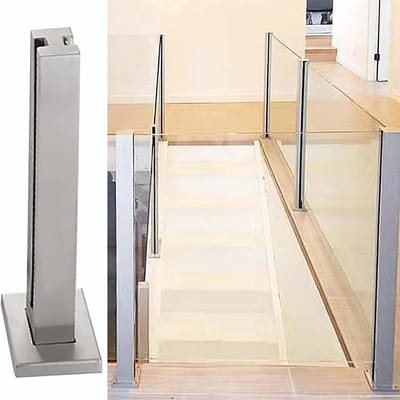 Glazen Balustrade Paal - Middenpaal Ondersteuning - Balkon Verfraaien - Roestvrij Staal - 115 cm - Middenpost