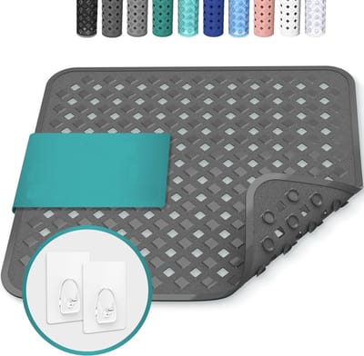 Famanu - Antislip douchemat 53 x 53 cm, latexvrij, met ophanghaken, wasbaar en schimmelvrij