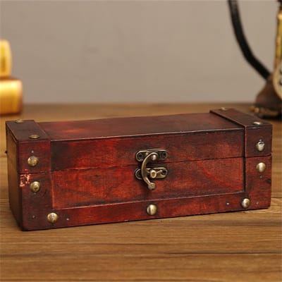 Houten schatkist - Decoratieve doos - Sieraden opslag - Met slot - 216 cm - Antiek