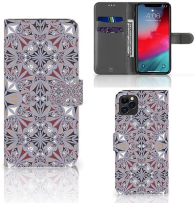 Apple iPhone 11 Pro Max Bookcase Flower Tiles