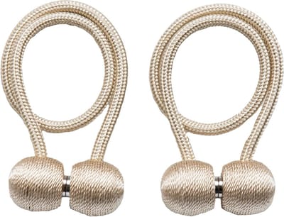 Allecto Plus - Magnetische gordijn embrasses, 2 stuks, beige met touw - Kinderkamer decoratie