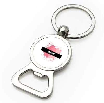 Akyol - roze verfvlek met eigen naam flesopener - Kunst - kunstenaars/kunstenaressen - verjaardag - mensen die houden van verven - kunst liefhebbers - cadeau - kado - geschenk - gift - 9 bij 3 cm
