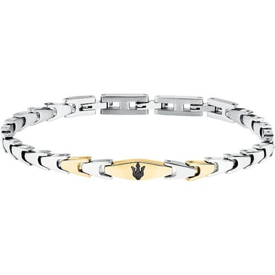 Maserati - armband - JM225AVD84 - Bracelet Iconic Roestvrijstaal - Zwart - Zilverkleurig - Goudkleurig - 18 + 3.5 CM