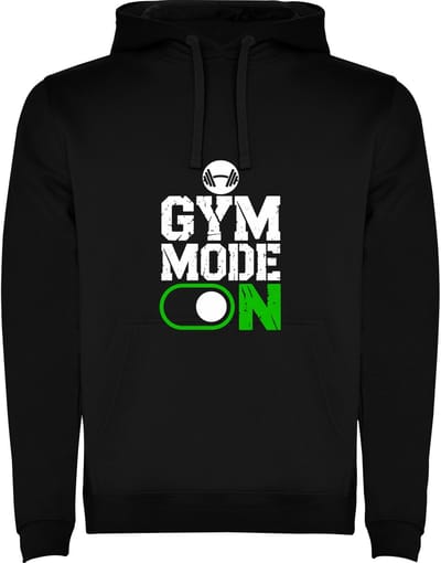 Zwarte Hoodie Gym Mode ON - Sportschool Modus Aan - Sport - Humor Maat M