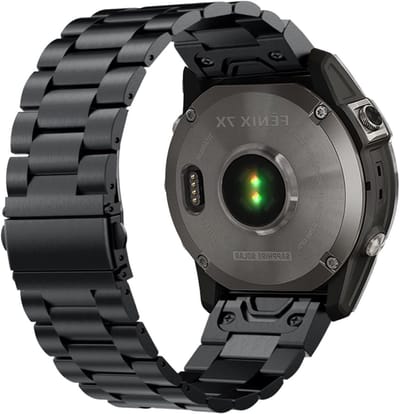 Stalen Horlogeband 26 mm voor Garmin Fenix 8, Epix Pro en Tactix 8 - Duurzame Link Bracelet voor Enduro, Fenix 7X en 6X (Zwart)