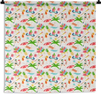Wandkleed - Wanddoek - Patroon - Brazilië - Carnaval - 180x180 cm - Wandtapijt