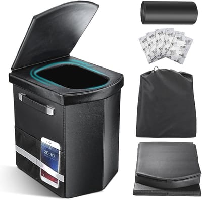 Opgewaardeerd XL Draagbaar Toilet voor Volwassenen - 16,5 Inch Hoog Campingtoilet met Deksel en Draagtas