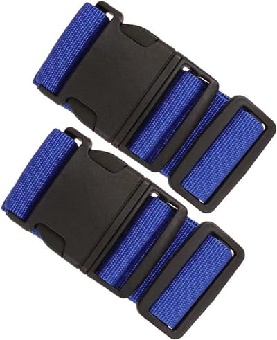Dikke Verstelbare Bagagestraps - 2 Stuks Reisaccessoires voor Koffers, Bagage en Reizen in Donkerblauw met Snelle Ontgrendeling