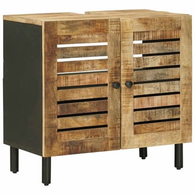 vidaXL - Wastafelkast - Bruin - en - Zwart - 62 - x - 33 - x - 58 - cm - Massief - Mango - Hout