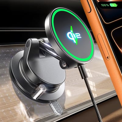 Nieuwe Generatie Lisen Qi2 25W Magnetische Draadloze Autolader 2026 – iPhone 17 / 16 / 15 / 14 / 13 / 12 – Qi2 snellaadtechnologie MagSafe Telefoonhouder Auto Dashboard & Voorruit – Snellader met Vacuüm Zuignap & Actieve Koeling – 360° Draaibaar-2026