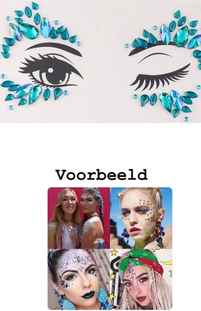 Akyol - Blauwe Gezichtsjuwelen – gezichtsteentjes - gezicht glitters - body glitter – carnaval- plak diamantjes- diamantjes voor gezicht - bohemian feest - bohemian – festival – gezichtsdecoratie – feest – decoratie - glitter body - glitt