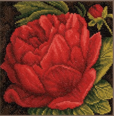 Lanarte Borduurpakket - Borduurset - Borduurpakket volwassenen - Telpakket kit - 18.5 x 18.5cm - Pioenroos - PN-0144515