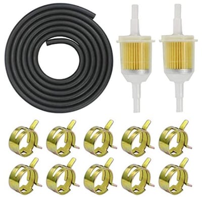 Brandstofslang-Motorfiets-2M brandstofslang - voor kleine gas- en dieselaangedreven sportmotoren en generatoren - met 20 klemmen rubber zwart - 15x22x4cm