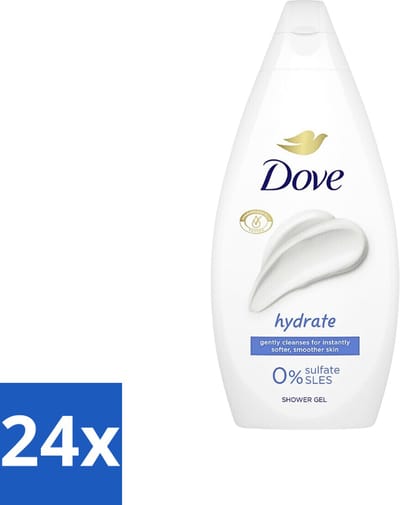 Dove Hydrate - Douchegel - Sulfaatvrij - 250 ml - Voordeelverpakking - 24 stuks