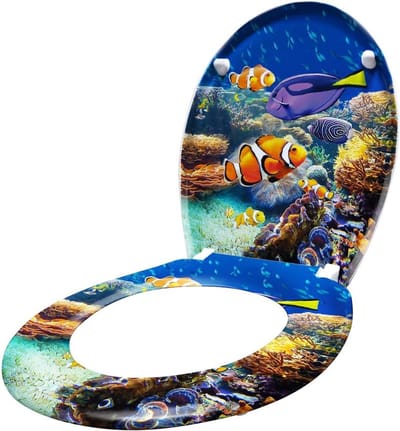 Toiletbril - Zitting met deksel - Hygiënisch en stil - Softclose mechanisme - 45.5 x 38 cm - Onderwaterscène