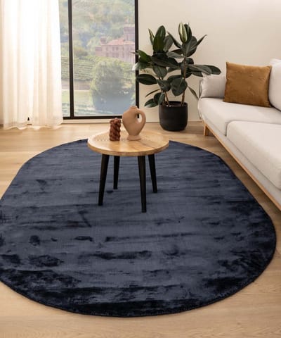 Viscose vloerkleed ovaal - Pearl marineblauw 120x180