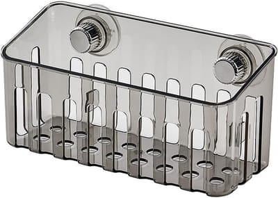VHV - Gootsteen organizer - Kraan opberger - Keuken organizer - Sponshouder - Met zuignap - Zonder boren - Voor gootsteen en badkamer - Transparant grijs