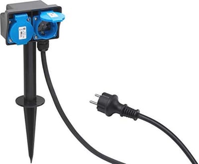 Buiten Verdeelstekker met Grondpen - 1,4 m Kabel - Spatwaterdicht - 2-voudig Outdoor Stopcontact