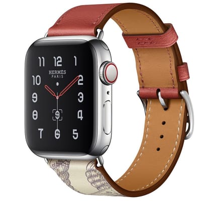 By Qubix - Geschikt voor Apple Watch bandje - Leren bandje met print - Rood - Geschikt voor Apple Watch 38mm / 40mm / 41mm / 42mm - leren smartwatchbandje - Horlogebandje
