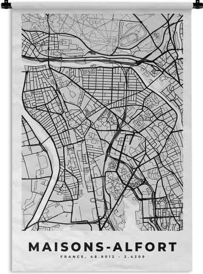 Wandkleed - Wanddoek - Kaart - Stadskaart - Frankrijk - Maisons-Alfort - Plattegrond - 120x180 cm - Wandtapijt