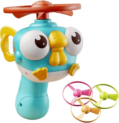 Vliegende Schotel Speelgoed - Buitenspel Set - Actief Buiten Spelen - Cartoon Vogel Design - 13.5x12x8.5 cm - Blauw