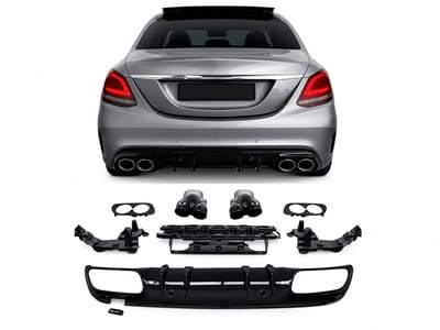 Diffuser Geschikt voor Mercedes C-Klasse W205/S205 Sedan & Break (2014-2021) – Glans Zwart