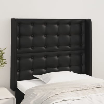vidaXL - Hoofdbord - met - randen - 93x16x118/128 - cm - kunstleer - zwart
