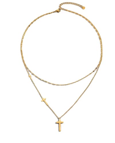 Layered Kruisjes Ketting – EmmyRovi –Goudlook – Stainless Steel – 45 + 50 cm