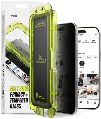 Ringke Easy Slide Privacy Glass Geschikt voor Apple iPhone Air | Screen Protector met Jig | 9H Volledig Dekkend Tempered Glass | Case Friendly | Anti-Spy | Gemakkelijke Installatie | 2-Pack