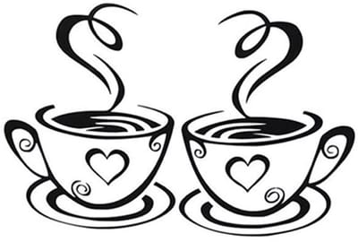 Dailygoods- Muursticker Koffiebeker - Koffie Muurdecoratie - Wanddecoratie Keuken - Wanddecoratie Kantoor - Wanddecoratie Woonkamer - PVC 30 x 18 cm