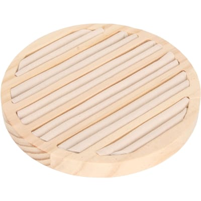 Plateau Rond en Bois à 6 Fentes pour Bagues et Boucles d'Oreilles Empilable Belle Vitrine Présentoir Organisateur de Bijoux