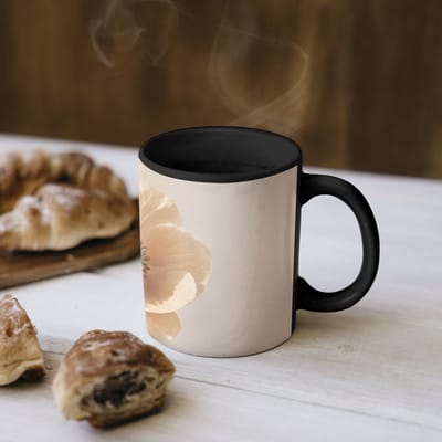 Magische Mok - Foto op Warmte Mokken - Koffiemok - Bloem - Minimalistisch - Groen - Magic Mok - Beker - 350 ML - Theemok