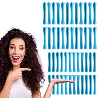 PromoHome Haarpermanenten Set - 48 Stuks Korte Koudgolfstaven & Krulspelden - Inclusief Kam & Elastieken voor Krullen