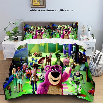Nieuw Ontwerp Toy Story Beddengoed Sets Buzz Lightyear Woody Dekbedovertrek Beddengoed Dekbedovertrek Kussensloop 2-3 Delige Sets EU King 240x220cm