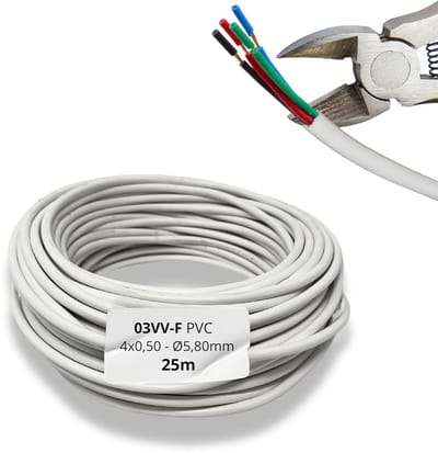 Ronde PVC Installatiekabel Wit 25 Meter 4x0.50mm² Flexibel voor Verlichting en Elektronica