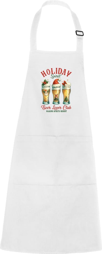 Wit schort met Full Color Kerst Holiday Spirit Beer Lover Club
