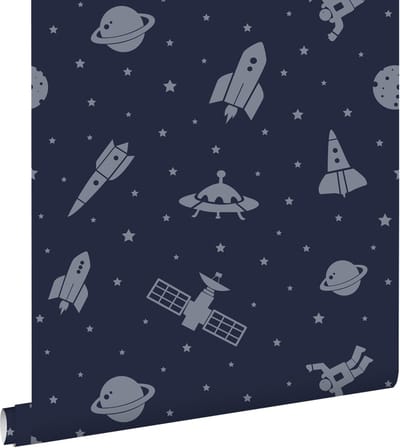 ESTAhome behang planeten in de ruimte donkerblauw - 50 x 900 cm - 139463