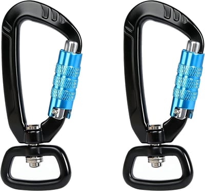 Robuuste Carabiner Haken 2-Pack van 400 kg voor Hondenlijnen, Klimgerei en Campingaccessoires met 360 Graden Rotatie