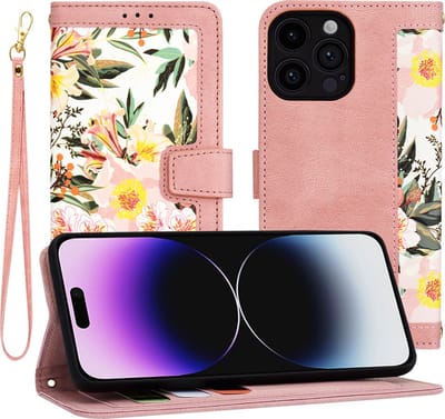 Hoesje geschikt voor Apple iPhone 14 Pro Max - Techsuit FlipCraft Book Wallet Case met koord - Sweetheart Pink