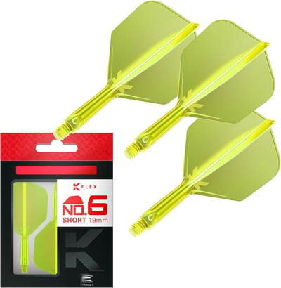 Geïntegreerde Dart Flights en Steeltjes Set (K-Flex Stijl) - No. 6 Kort - 3 Stuks