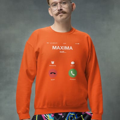 Oranje Koningsdag Trui Maxima Belt... - MAAT XS - Uniseks Pasvorm - Oranje Feestkleding