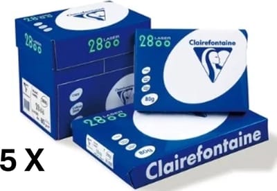 5 x Kopieerpapier Clairefontaine Laser 2800 - A4 - 80gr - wit - 5 pak 500vel = doos